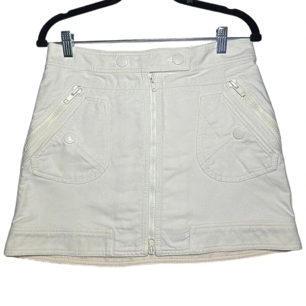 MARC JACOBS | Y2K Off White Heavy Cotton Full Zip Front Large Snaps Mini Skirt